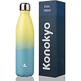 Konokyo Insulated Water Bottles,25 oz Double Wall Stainless Steel Vacumm Metal Flask for Sports Travel,Sandy Beach