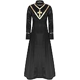 Sinleey Women's Clergy Robe Stand Collar Long Sleeve Tunic Dress Church Choir Priest Preacher Maxi Dresses