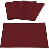 Linen Fabric Placemats Set of 4, Machine Washable, Heat Resistant, Wrinkle Free, Thick Polyester Kitchen Place Mats for Dining Table (Burgundy)