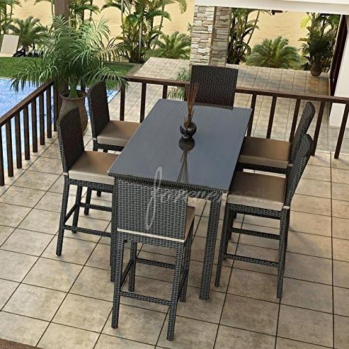 Amazon Com Forever Patio Barbados 6 Person Resin Wicker Patio Bar Set With Glass Top Table Ebony Outdoor And Patio Furniture Sets Garden Outdoor