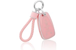 YO&YOYE for Chevy Key Fob Cover with Keychain, Pink Pink Soft TPU Key Case Protection Fit for Chevrolet Equinox Malibu Camaro Traverse