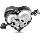 GNOCE Skull Lover Heart Charm Bead Sterling Silver Arrow through The Heart Skull Charm Bead Fit Bracelet/Necklace Jewelry Gift for Women Men (Style-1)