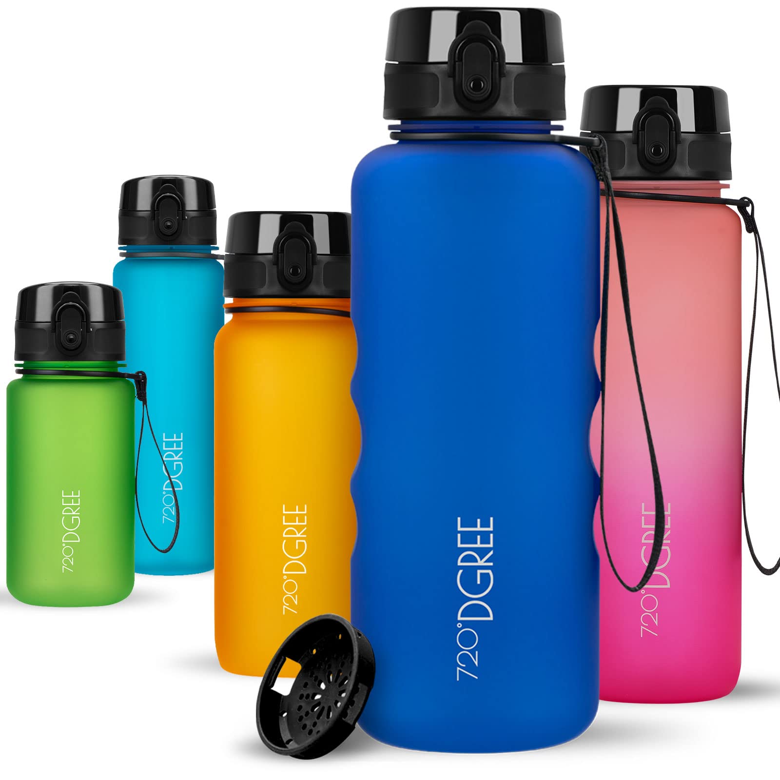 720°DGREE Water Bottle 1.5l “uberBottle“ softTouch +Sieve - BPA-Free, Leakproof, Reusable Drinking Bottle - XL Sports Bottle for all Day Hydration, Gym, Fitness, Office, University, Hiking, Travel