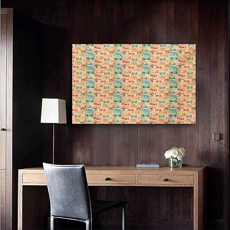 Amazon Duommhome ビンテージウォールアート装飾ポスター絵画 赤緑 斜めストライプ 古いデザイン グランジー背景 抽象プリントデコレーション ホームデコレーション グリーン レッド クリーム 47 Wx32 L アートフレーム ポスター オンライン通販