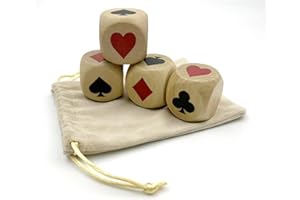 UAYBABU Wooden Euchre Trump Marker Dice Set - Large 1.57" (4cm) Clear Printed Euchre Cube, Trump Poker Game Kit, for Euchre Players & Card Game Lovers