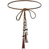Svnqney Exotic Women Waist Belt/Rope/Chain with Tassel and Beads Boho Wrap Skinny Belt for Skirt Dress
