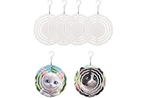 MRHEPHAESTUS 6 Pack Sublimation Wind Spinner Blanks, 3 Inch 3D Aluminum Metal Wind Spinners Hanging Wind Spinner Sublimation Products for DIY Crafts Indoor Outdoor Yard Garden Window Decoration Gifts (Round)