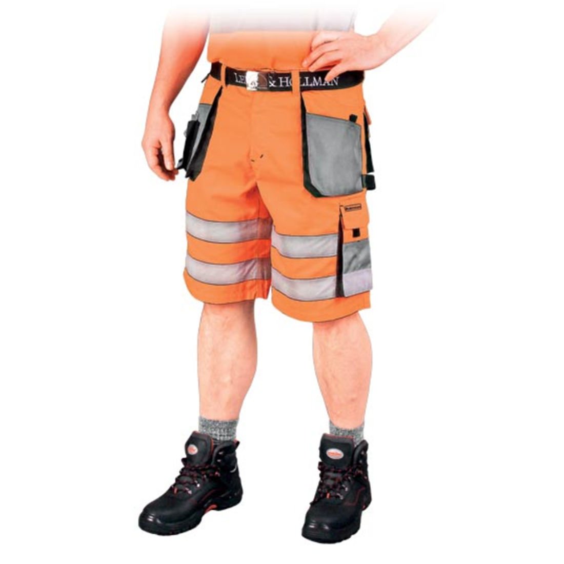 Leber&Hollman LH-FMNX-TS_PSBXL Formen Protective Short Trousers, Orange-Grey-Black, XL Size