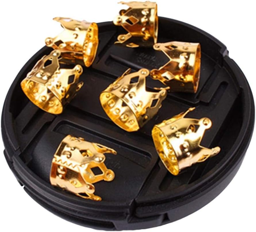 50Pcs Hollow Crown Hair Braiding Dreadlocks Ring Braid Hoop Styling Decoration - Golden