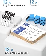 Nicpro 12 Pack Dry Erase Whiteboards A4 Double Sided 22 x 30 cm with 12 Pens view 2