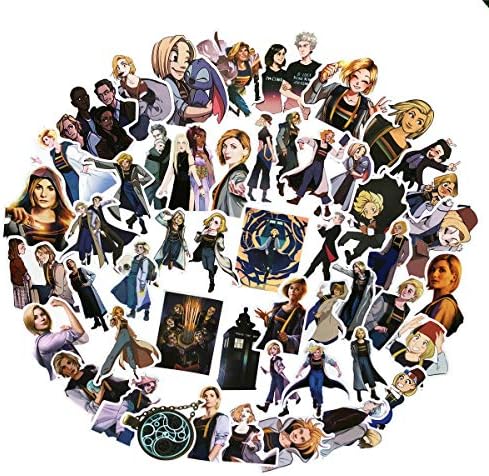 50PCS Doctor Who TV Stickers Lovely Boy and Girl Sticker Laptop Computer Bedroom Wardrobe Car Skateboard Motorcycle Bicycle Mobile Phone Luggage Guitar DIY Decal (Doctor Who 50)