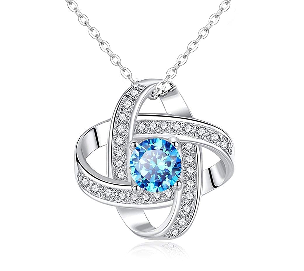 Becky & Jack Womens Attract Soul November Blue Pendant Necklace Cubic Zirconia Accents Sterling Silver