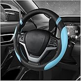 MUQIDA Car Steering Wheel Cover, 15 Inch Premium Leather Breathable Non-Slip Wheels Wrap, Universal Auto Comfortable Steering Wheel Protector for SUV Truck Van, Car Accessories (Blue)