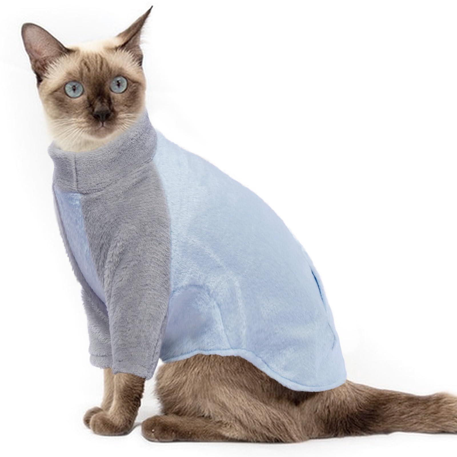 Cat Sweater, Large Cat Sweater Winter Coat Warm Jumper Fleece Winter Pullover Vest(Blue, 2XL) — image 1