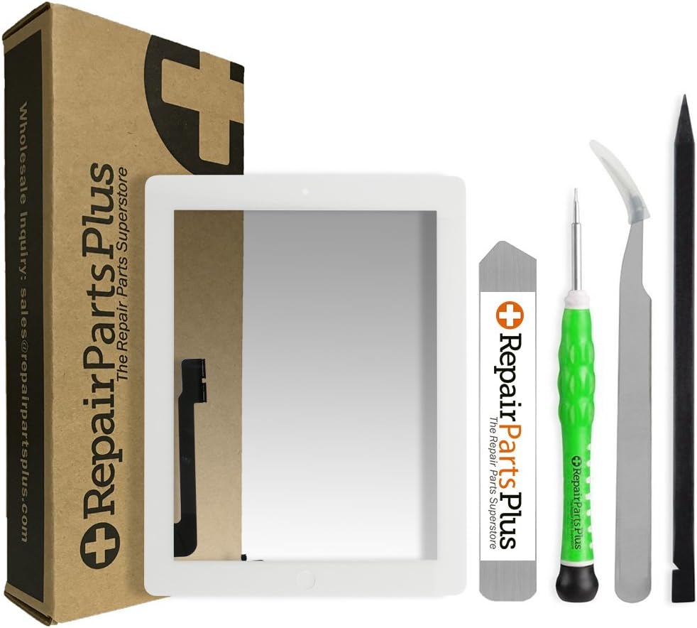 RepairPartsPlus for iPad 4 (4th Gen) Screen Replacement Glass Touch Digitizer Premium Repair Kit (9.7