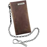 Men's Biker Crazy Horse Leather Long Chain Wallet Multi-card Coin Wallet Purse