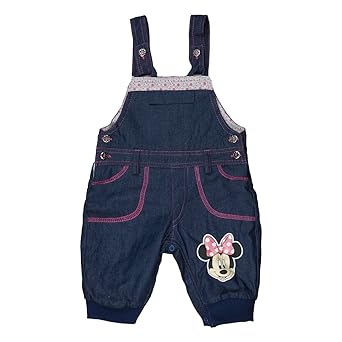 Kleines Kleid Mädchen Baby-Hose/Jeans-Latzhose GEFÜTTERT Minnie Mouse mit Motiv, GRÖSSE 62, 68, 74, 80, 86, 92, 98, Spiel-Hos