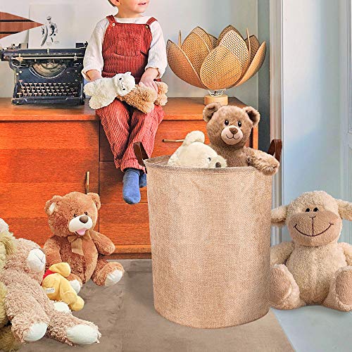 Mebbay 3 Pack Round Laundry Basket, Collapsible Laundry Hamper with Handles, Foldable Waterproof Cotton Linen Storage Basket for Clothes, Baby Nursery, 3 Different Size (18, 24 and 30 Inches) - Thumbnail 6