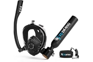 TUDIVING-0.5L Mini Scuba Tank with Snorkel Mask,Lung Tank with Pump,Pony Bottle Backup Diving Air Tank Suits Underwater Breat