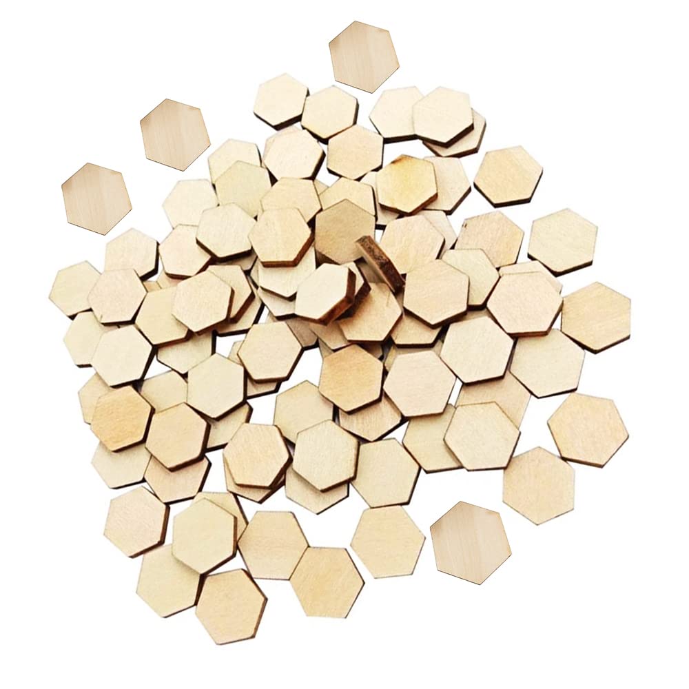 Hsthe Sea 100pcs 22mm Unfinished Wood Hexagon Shapes Wood Hexagon Slices Embellishments Ornament for DIY Arts Craft Project