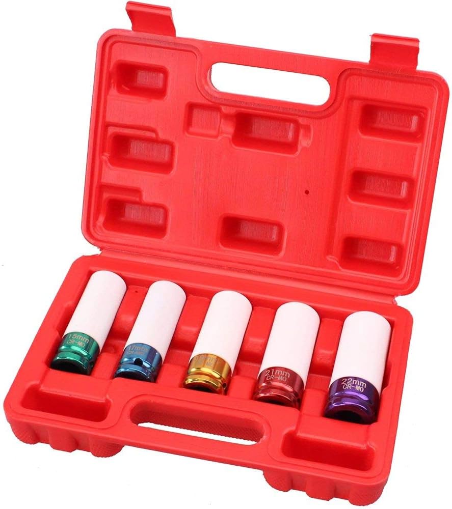 Thboxes 5 Pcs 1/2Inch Drive Lug Nut Socket Nonmarring Impact Deep Lug