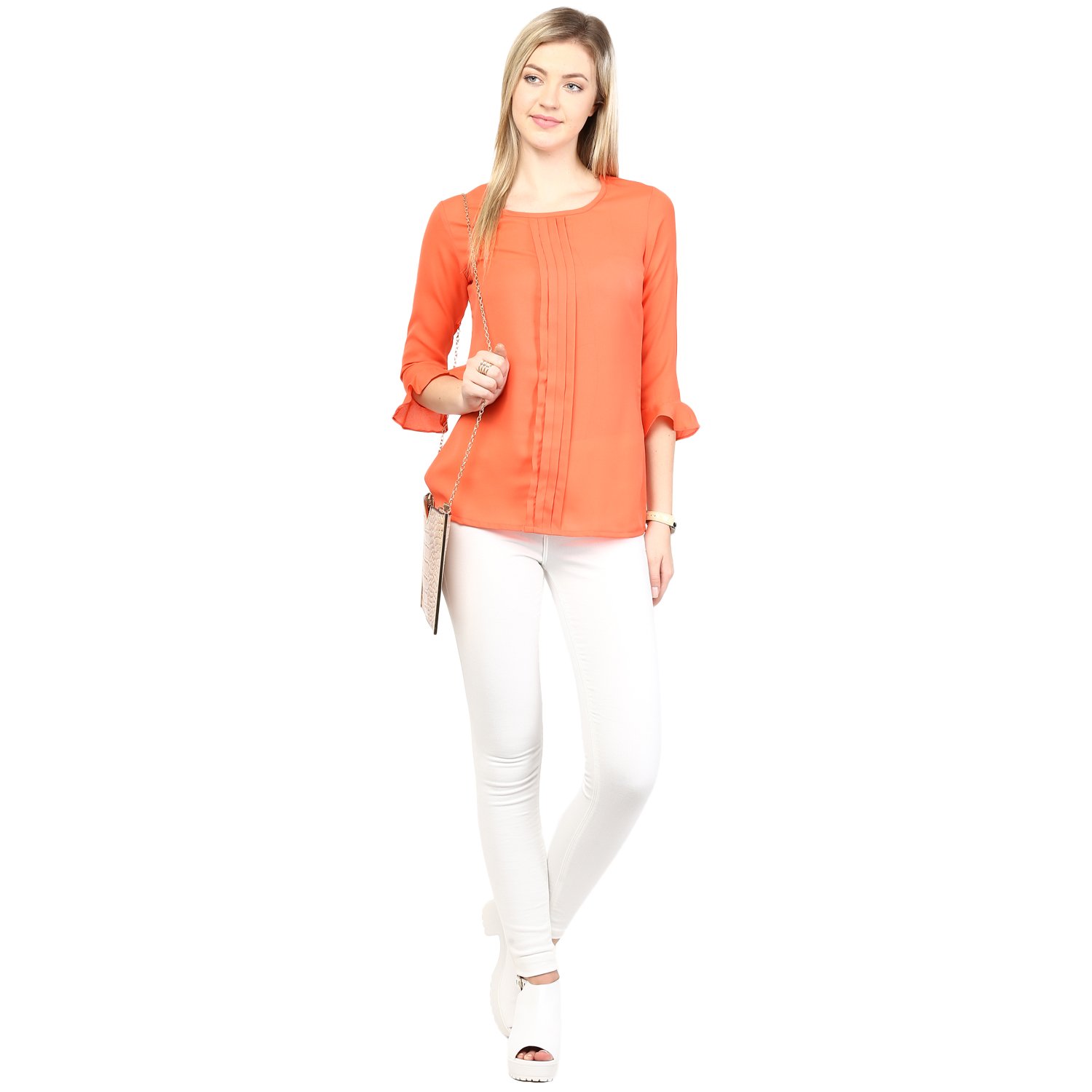 rare coral orange printed top (ep1008)