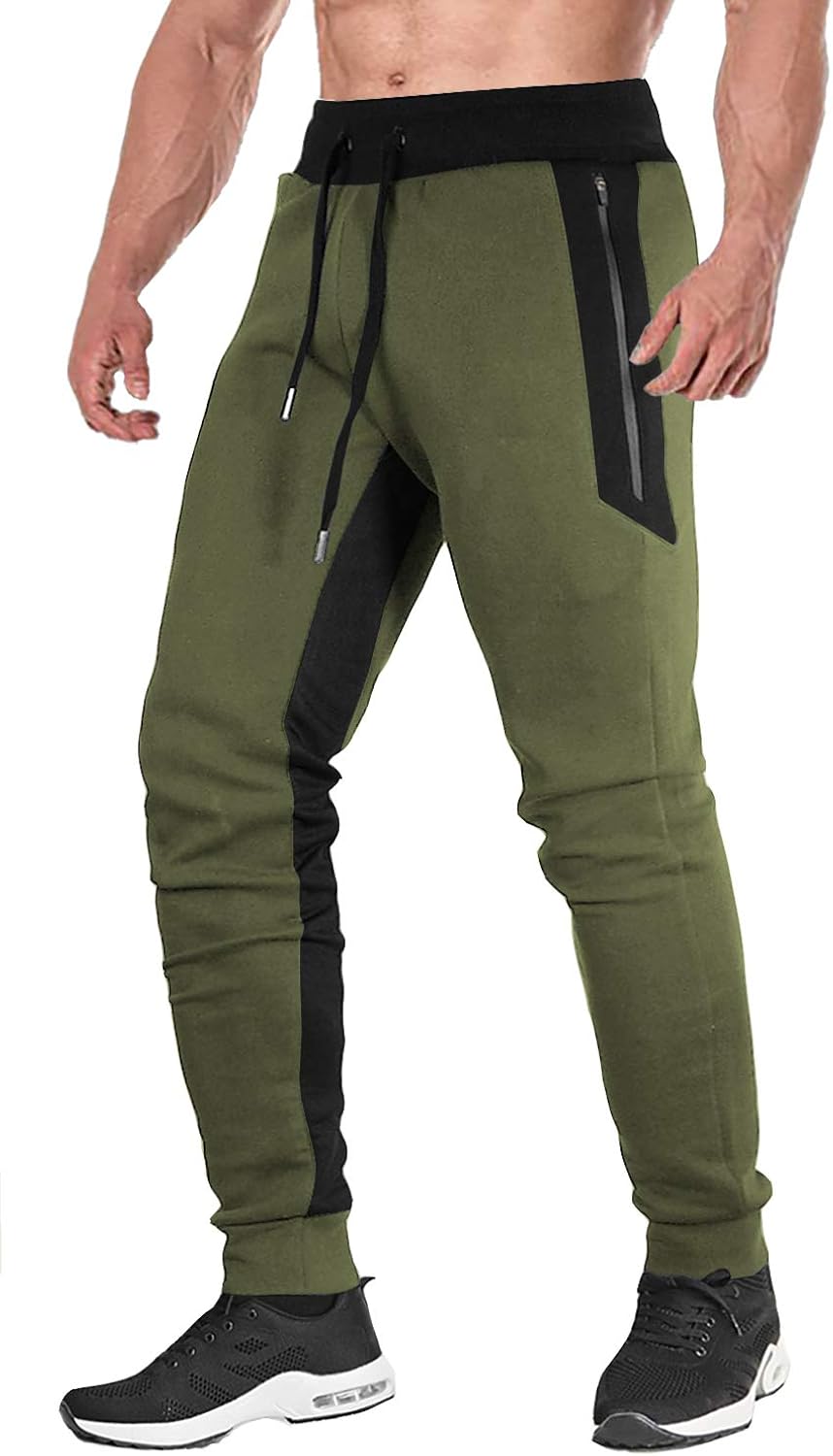 FASKUNOIE Men's Elastic Joggers Open Bottom Running Pants Comfortable Casual Trousers with Zipper Pockets: Clothing