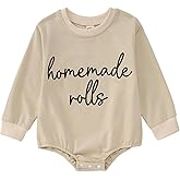 SOFEON Infant Baby Girls Thanksgiving Romper Chunky Thighs And Pumpkin Pies Outfits Bubble Sweatshirt Onesie Fall Clothes