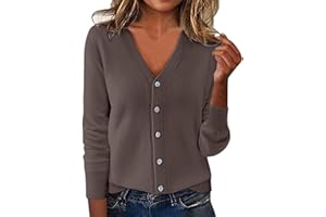 Women's Cardigan with Buttons Knitted Long Sleeve V Neck Solid Color Sweater Lightweight Elegant Winter Jumper Coat