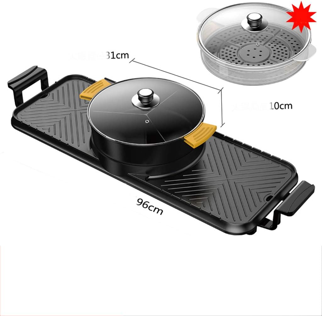 Review Portable Electric Grill,6liter Large Capacity, Independent Temperature Control, Grill