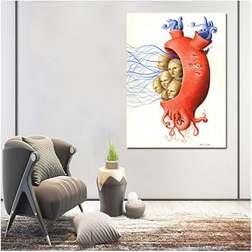 Wangchengp Arte Abstracto Corazon Surrealismo Lienzo Pintura