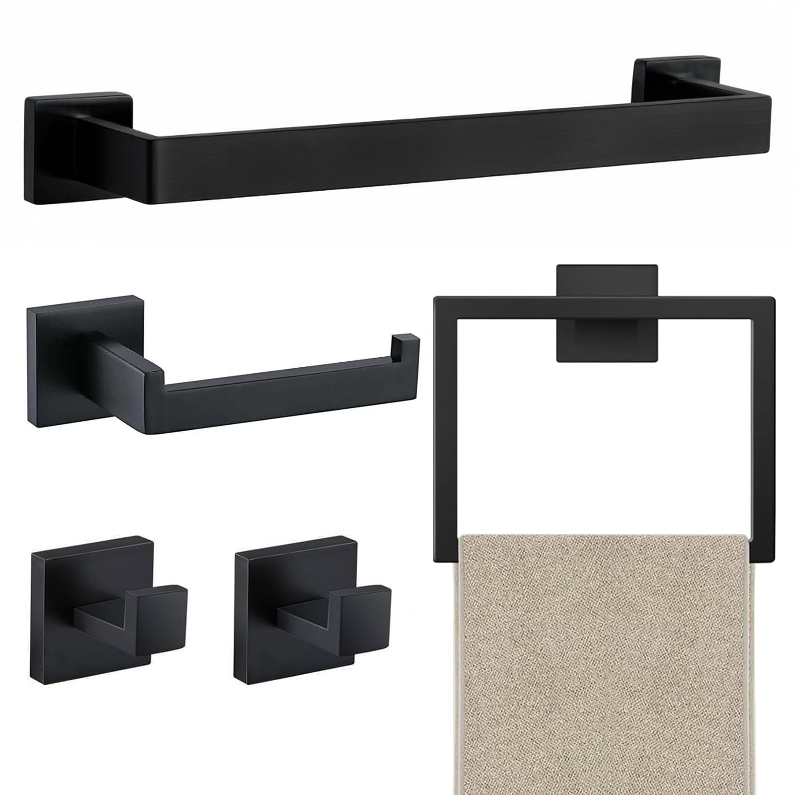 Photo 1 of **UNTESTED**
JOPOFI 5 Piece Bathroom Towel Bar Set - SUS304 Stainless Steel Bath Towel Holder, 15.7 Inch Towel Racks for Bathroom Wall Mounted, Bathroom Hardware Accessories Set - Matte Black