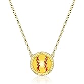 MUNORIAY Softball Necklace for Women 18k Gold Plated Dainty Inspired Softball Pendant Necklaces Sports Jewelry for Athletes Fans Team Players Birthday/Christmas Gifts