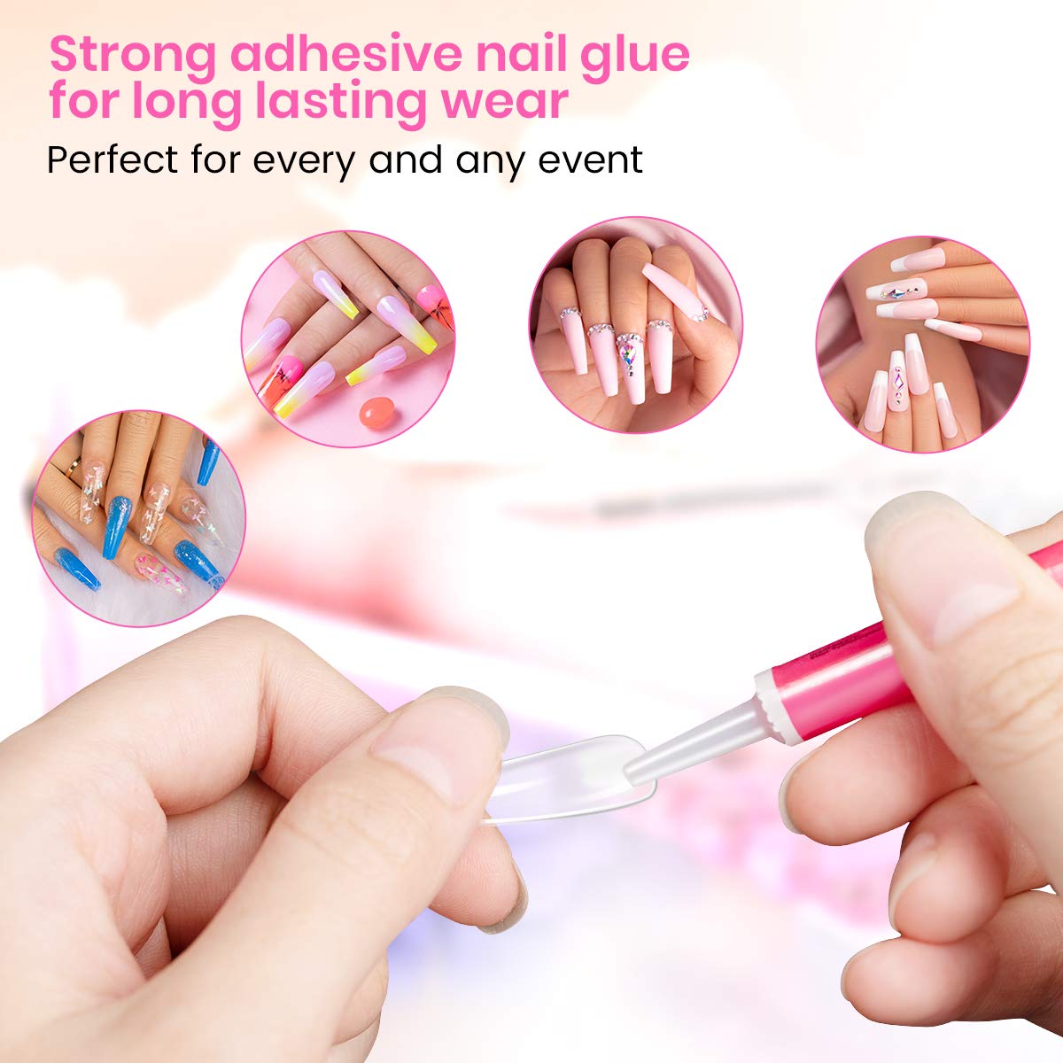 Long Coffin Fake Nail Tips - Beetles Gel Polish 500Pcs Acrylic Press on Nails Clear Artificial False Nails with Nail Glues for Acrylic Nail/Dip Powder Nails/Poly Nail Extension Gel Nail Art DIY Home: Beauty