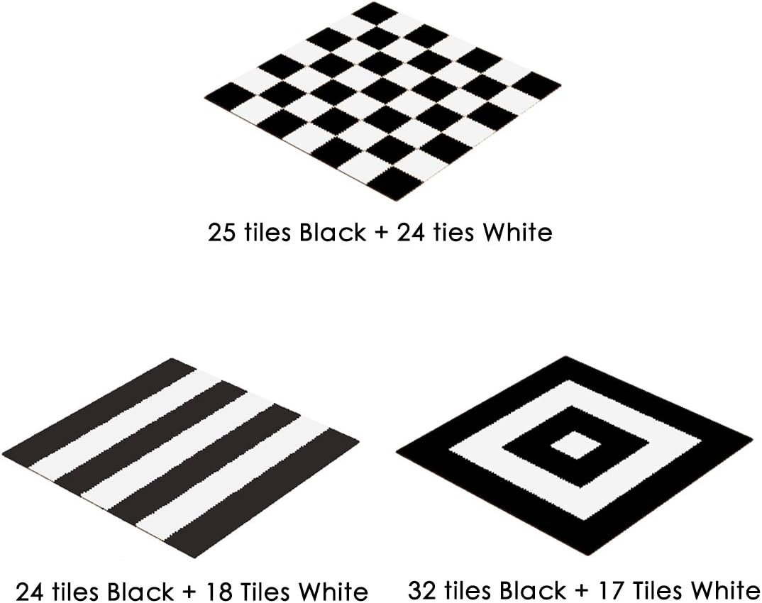 Superjare Interlocking Floor Tiles, 16 Tiles EVA Foam Puzzle Mat with Borders - White and Black: Toys & Games