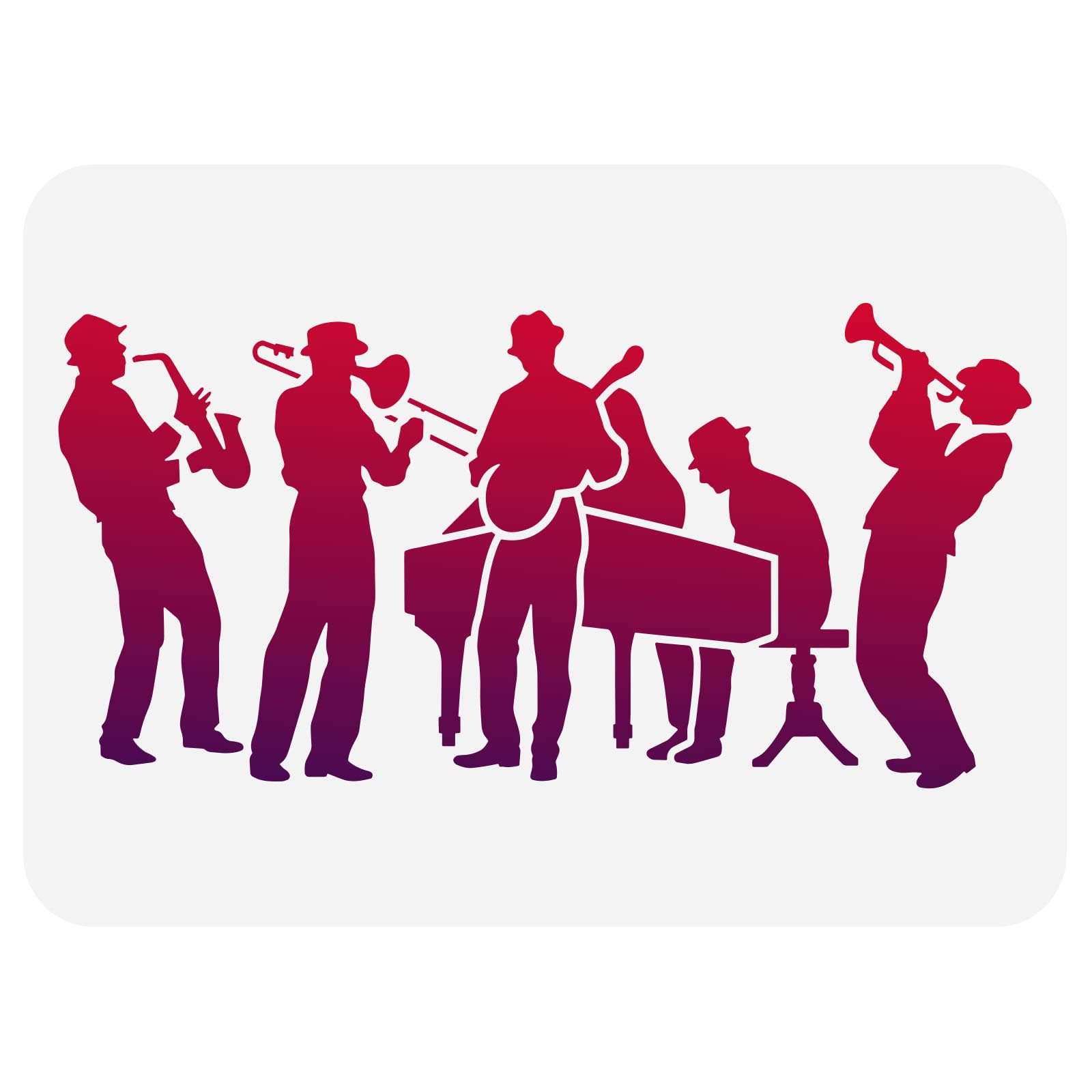 FINGERINSPIRE Jazz Band Stencil 29.7x21cm Reusable Orchestra Drawing Stencil for Painting on Wall, Wood, Furniture, Fabric and Paper