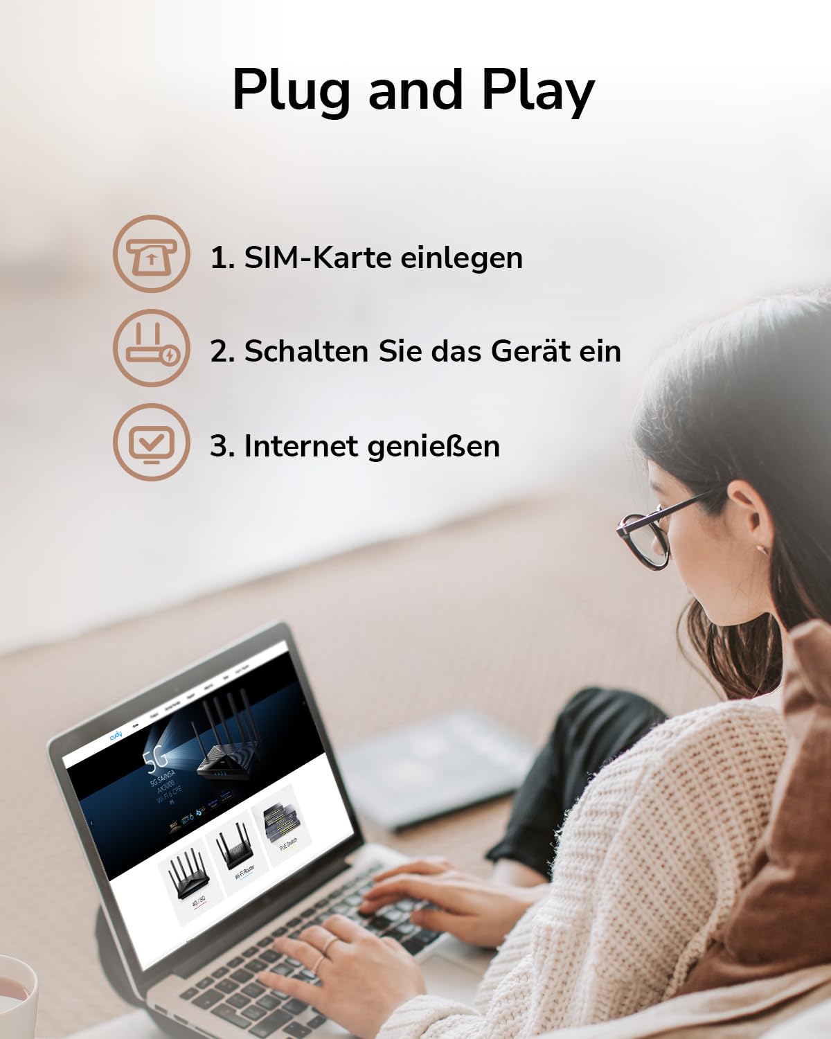 Cudy 4G LTE Router SIM Karte, N300 WLAN Router, 300 Mbit/s WLAN, SIM-Kartensteckplatz für jeden Betreiber FDD und TDD, DDNS, PPTP/L2TP VPN, LT400 3