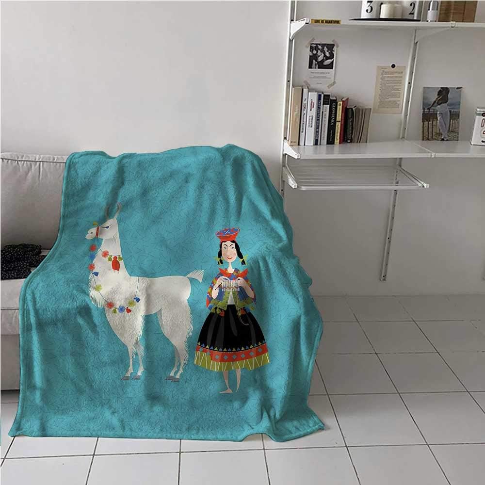 carmaxs Llama Twin Blanket Peruvian Knitting Woman Couch Blanket for Couch Bed Sofa, 50 x 70 Inches