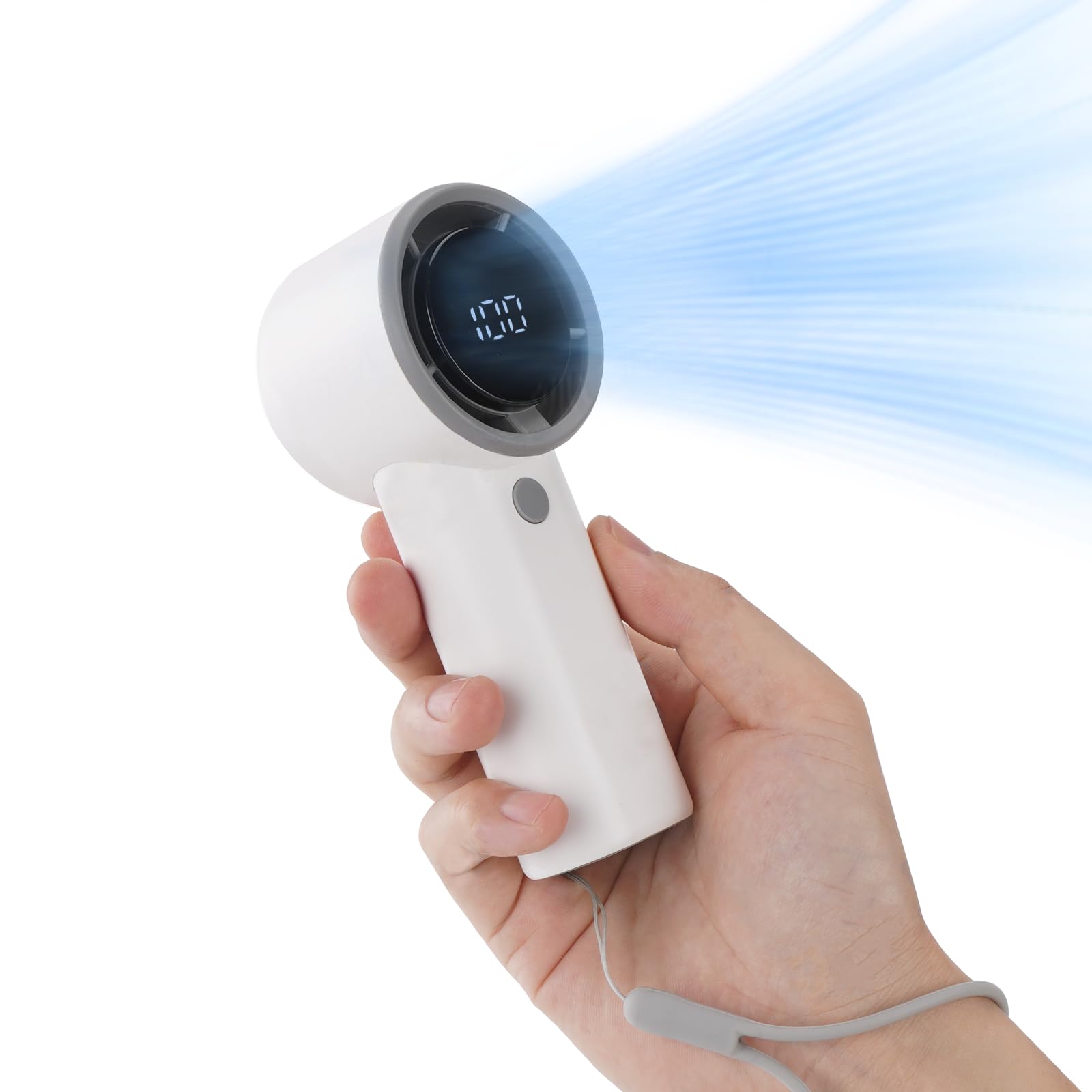 Photo 1 of 2025 Upgraded Portable Handheld Turbo Fan with 20-Hour Battery - Rechargeable Mini Fan with Digital Display, Anti-Slip Base, 5000mAh Capacity - Personal Fans for Travel, Vacation, Beach(White)