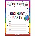 Birthday Invitations with Envelopes (15 Pack) - Kids Birthday Party Invitations for Boys or Girls - Rainbow