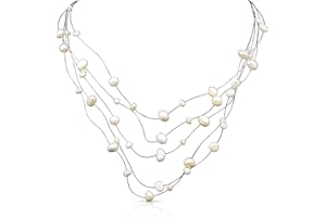 GENERIC Genuine Freshwater Cultured Pearl Endless Necklace – Elegant 72", 60", 42" or 38" Strand in White, Black, Pink, or Lavender
