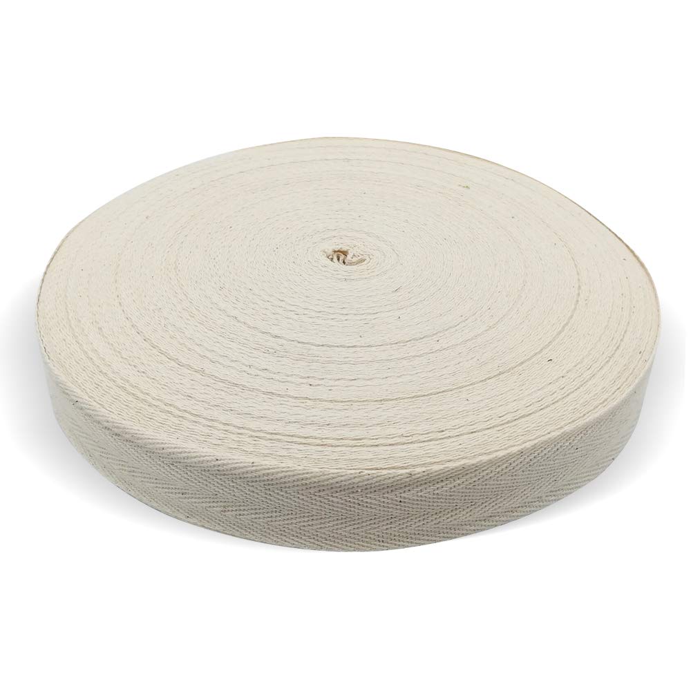 Natural Cotton Twill Tape 55 Yards 2 Inch Bunting Bias Tape Herringbone Webbing Tape Roll for Apron Sewing Dressmaking Craft (Natural White)