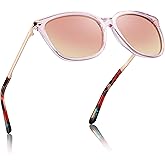 AVAWAY Classic Polarized Sunglasses Womens UV 400 - Trendy Square Designer Sun Glasses with Acetate Frame and Metal Arm