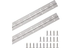 TENUBO 18Inch Continuous Piano Hinge, Stainless Steel Continuous Hinge with Holes Heavy Duty Continuous & Piano Hinges for Folding Cabinet Storage Box, 0.04" Thickness Leaf Thickness, 2PCS
