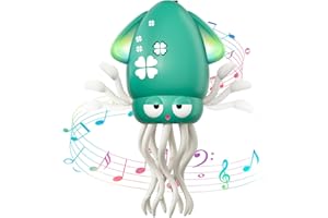 WAVISA Dancing Octopus Baby Toy, Electric Crawling Octopus Tummy Time Toy, Rechargeable Magic Dancing Music Squid Baby Toys for 3 4 5 Year Old Kids Boy Girl Birthday Gifts Christmas Stocking Stuffers(Green)