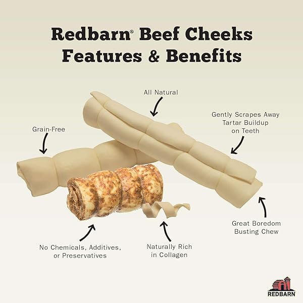REDBARN PET PRODUCTS ALL-NATURAL SMALL/MEDIUM BEEF CHEEK ROLLS FOR DOGS, CHICKEN & CARROT GLAZED – SINGLE INGREDIENT GRAIN-FREE CHEW TREAT NATURALLY RICH IN COLLAGEN – 5 PACK – PACKAGING MAY VARY