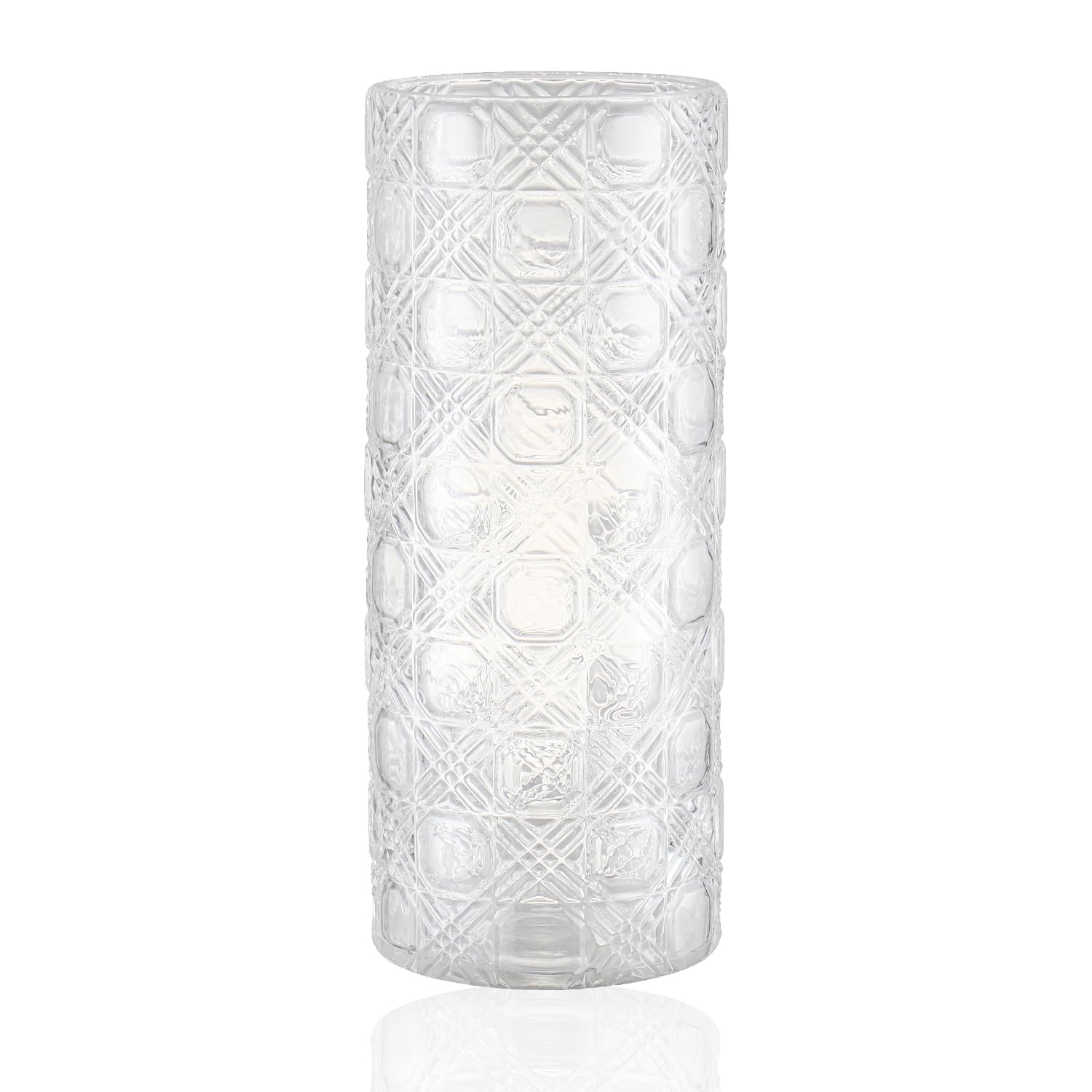 Photo 1 of MCMCNCUIU Glass Flower Vase, Glass Vase for Bouquet, Clear Vase for Flowers, Tall Aesthetic Vase for Living Room, Bedroom, Kitchen, Dining Table, Office, Wedding, 11 Inches
