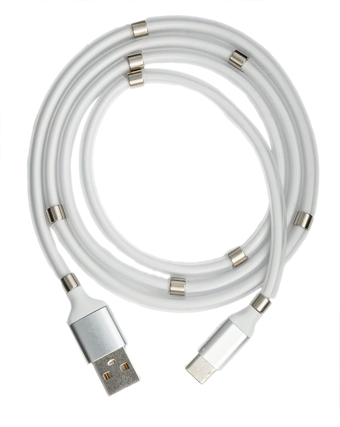 System-S USB 3.1 Self Retracting Cable 1m Type C Male to 2.0 Type A Male in White