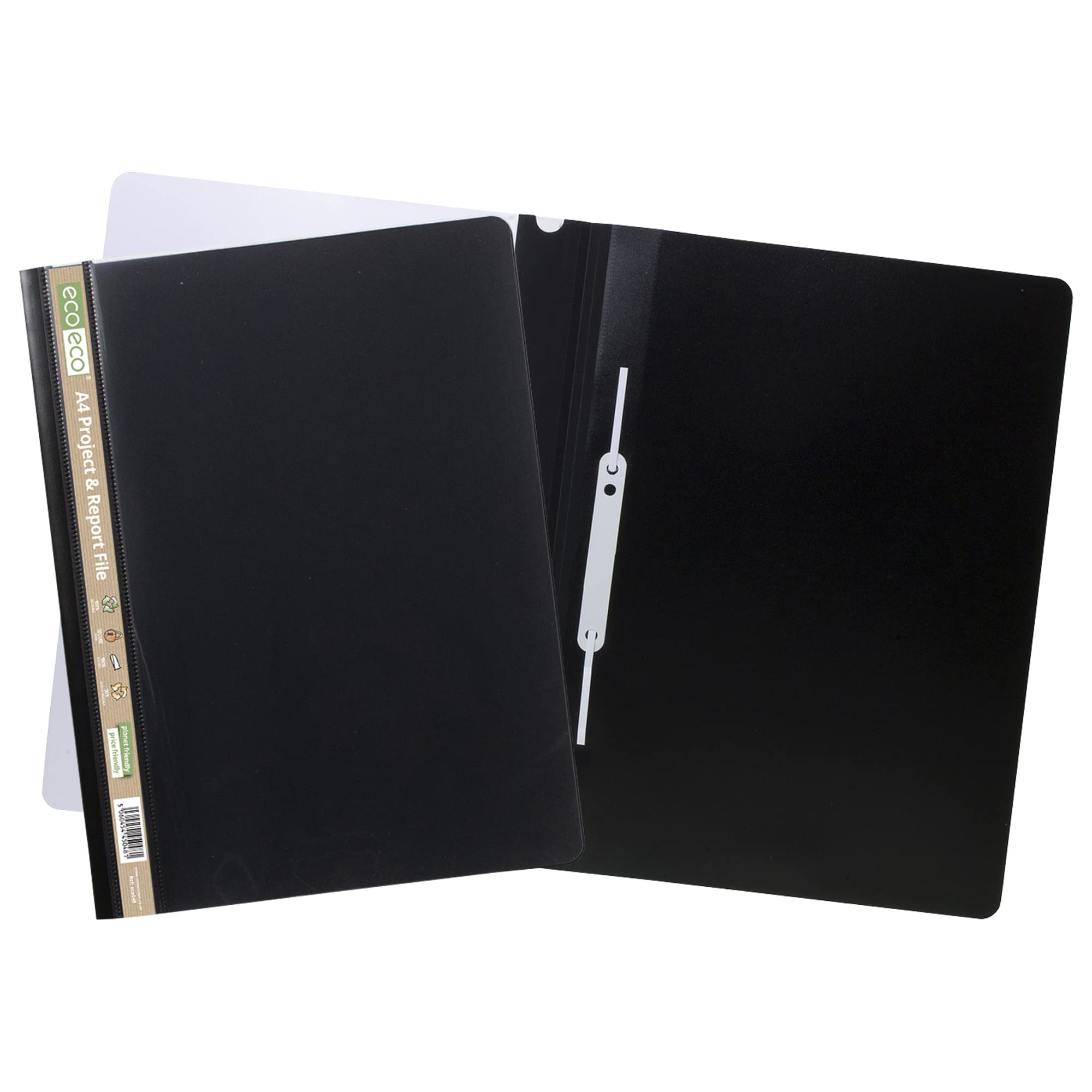 eco-eco A4 50% Recycled Project and Report File, Black