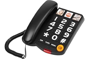 KALAGEEN Landline Phone for Hard of Hearing, Phone for Seniors Compatible Hearing Aid, Big Button Phone with Picture, One-Touch Dialing, Elderly Phone for Seniors, Dementia, Alzheimer's, Hearing Impaired